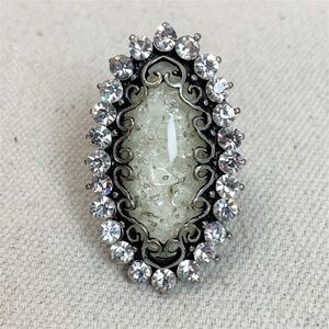 Rhinestone and lucite Stretch statement cocktail ring